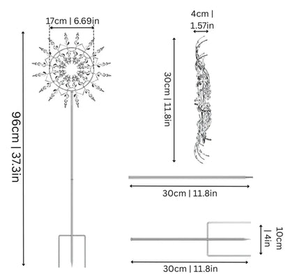 Kinetische Windspirale aus poliertem Edelstahl